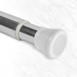canway 125-220 cm adjustable curtain rod without drilling white-silver  bathroom amp shower curtain rod  heavy duty tension curtain rod for bathroom window amp kitchen