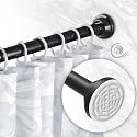 CANWAY® (105Cm To 170Cm) Extendable Shower Curtain Tension Rod Non-Drilling Anti-Skid Spring Pull Rod - (Stainless Steel, Black, 1 Piece)