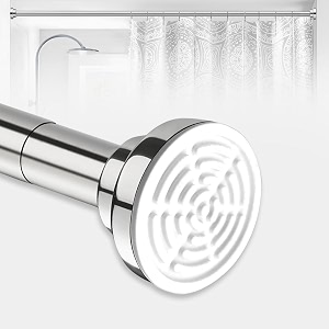 canway 85cm to 140cm extendable shower curtain tension rod non-drilling anti-skid spring pull rod - stainless steel silver 1 piece