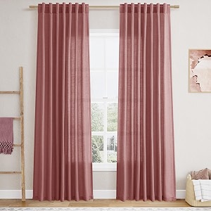 Canyon Rose Linen Curtains 84 Inch Length