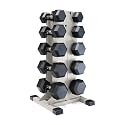 CAP Dumbbell Set with Rack, Rubber Coated Hex Free Weight Set | 100–300 lb Options, Vertical Space-Saving Storage for Home Gym Strength Training