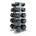 CAP Dumbbell Set with Rack, Rubber Coated Hex Free Weight Set | 100–300 lb Options, Vertical Space-Saving Storage for Home Gym Strength Training