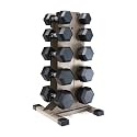 CAP Dumbbell Set with Rack, Rubber Coated Hex Free Weight Set | 100–300 lb Options, Vertical Space-Saving Storage for Home Gym Strength Training