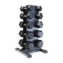 CAP Dumbbell Set with Rack, Rubber Coated Hex Free Weight Set | 100–300 lb Options, Vertical Space-Saving Storage for Home Gym Strength Training