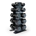 CAP Dumbbell Set with Rack, Rubber Coated Hex Free Weight Set | 100–300 lb Options, Vertical Space-Saving Storage for Home Gym Strength Training