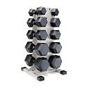 CAP Dumbbell Set with Rack, Rubber Coated Hex Free Weight Set | 100–300 lb Options, Vertical Space-Saving Storage for Home Gym Strength Training