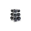 CAP Dumbbell Set with Rack, Rubber Coated Hex Free Weight Set | 100–300 lb Options, Vertical Space-Saving Storage for Home Gym Strength Training