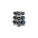 CAP Dumbbell Set with Rack, Rubber Coated Hex Free Weight Set | 100–300 lb Options, Vertical Space-Saving Storage for Home Gym Strength Training