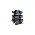 CAP 100lb Rubber Hex Dumbbell Set, Comfort Grip, Vertical Black Rack