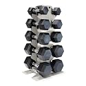CAP Dumbbell Set with Rack, Rubber Coated Hex Free Weight Set | 100–300 lb Options, Vertical Space-Saving Storage for Home Gym Strength Training