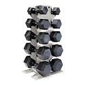 CAP Dumbbell Set with Rack, Rubber Coated Hex Free Weight Set | 100–300 lb Options, Vertical Space-Saving Storage for Home Gym Strength Training