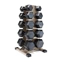 CAP Dumbbell Set with Rack, Rubber Coated Hex Free Weight Set | 100–300 lb Options, Vertical Space-Saving Storage for Home Gym Strength Training
