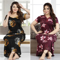 capasino Pack of 2 Women Nighty Black