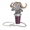 Cape Buffalo Bottle Stopper with Brass Horns | Bottle Topper for Wine, Liquor | Expertly Crafted Pewter Reusable Wine Cork