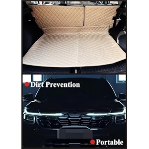 premium 7d bootdickeytrunk mats compatible for tata punch2023luxury leather double layeredset of 3pcs100 waterproof and washable beige