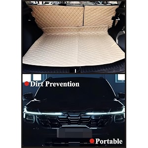 premium 7d boottrunk mats compatible for taigunluxury leather double layered matscomplete set 100 waterproof and washable beige