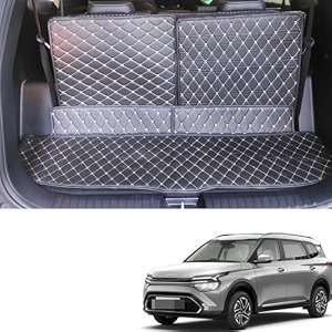 premium 7d boottrunk mats compatible for safari2020-23 7 seater luxury leather double layered matscomplete set 100 waterproof and washable black