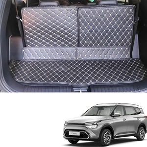 premium 7d boottrunk mats compatible for carens 7 seaterluxury leather double layered matsset of 3pcs100 waterproof and washable black
