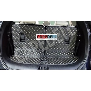 premium 7d boottrunk mats compatible for xuv 700 6 seaterluxury leather double layered matsset of 3pcs100 waterproof and washable black with silver