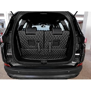 premium 7d boottrunk mats compatible for safari faceliftluxury leather double layered matscomplete set 100 waterproof and washable black with silver
