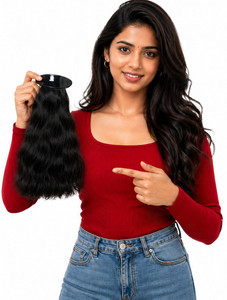 capillatura straight clip-in human ponytail l natural black l washable hair extension