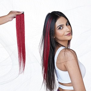 capilus 100 indian natural human hair clip in color streaks for women single clip 12 inches red