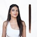 Capilus 100% Indian Natural Human Hair Clip In Color Streaks For Women, Single Clip (16 Inches, Black,2 Pack)