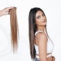 Capilus 100% Indian Natural Human Hair Clip In Color Streaks For Women, Single Clip (18 Inches, Caramel Brown,2 Pack)