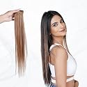 Capilus 100% Indian Natural Human Hair Clip In Color Streaks For Women, Single Clip (14 Inches, Blonde Faux)