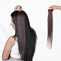 Capilus 100% Indian Natural Human Hair Clip In Color Streaks For Women, Single Clip (22 Inches, Chocolate Brown,2 Pack)