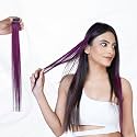 Capilus 100% Indian Natural Human Hair Clip In Color Streaks For Women, Single Clip (14 Inches, Purple,2 Pack)