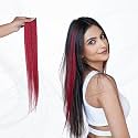 Capilus 100% Indian Natural Human Hair Clip In Color Streaks For Women, Single Clip (14 Inches, Red)