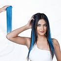 Capilus 100% Indian Natural Human Hair Clip In Color Streaks For Women, Single Clip (12 Inches, Blue,2 Pack)