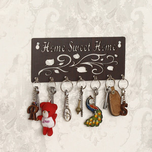 capio art wood key holder 7 hooks brown