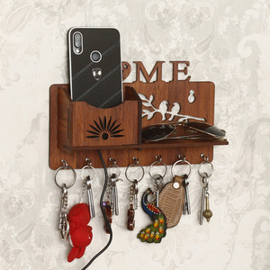 capio art wood key holder 7 hooks beige
