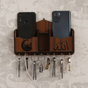CAPIO ART Wood Key Holder (8 Hooks, Brown)
