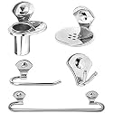CAPITAL Stainless Steel Bathroom Accessories Set | Combo of 5 - Robe Hook, Soap Dish, Tumbler Holder, Towel Holder, Towel Rod | Durable Silver Finish Bathroom Fittings