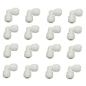 Capital Push-Fit Elbow Connectors 1/4" x 1/4" – Pack of 16 | RO Elbow Connector for Water Purifiers, Filters, Water Dispensers | Quick Fit 90-Degree Joint for RO Pipe Tubing