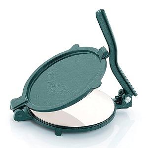 capital cast iron roti press 6 inch  heavy duty tortilla press for roti puri paratha chapati taco tortilla flatbread  manual dough press maker with handle  green finish