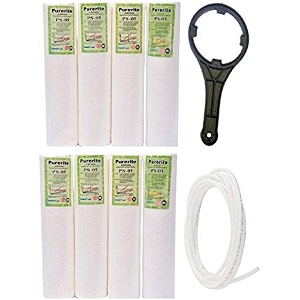 capital ro spun filter cartridge 10 inch 5 micron  pack of 8 with pipe amp spanner  pp sediment pre filter for ro water purifier  universal cartridge for home kitchen use