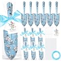 Capoda 12 Sets Floral Garden Shovels Bulk Gardening Gift for Women Garden Tools Floral Hand Heavy Duty Christmas Trowels Thank You Cards with Bags for Mom Gift Birthday Teacher(Blue,Bright)