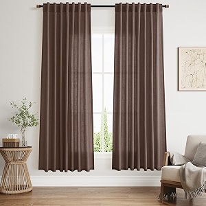 Cappuccino Linen Curtains 72 Inch Long for