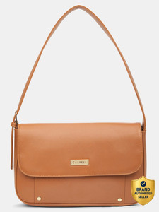 Caprese Clover Baguette Large Tan Handbag for