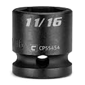 Capri Tools 11/16 in. Stubby Impact Socket, 1/2 in. Drive, 6-Point, SAE