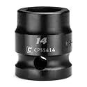 Capri Tools 14 mm Stubby Impact Socket, 1/2 in. Drive, 6-Point, Metric