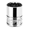 Capri Tools 15 mm Shallow Socket, 3/8 in. Drive, 12-point, Metric