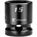Capri Tools 15 mm Stubby Impact Socket, 1/2 in. Drive, 6-Point, Metric (Pack of 5)