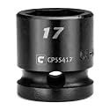 Capri Tools 17 mm Stubby Impact Socket, 1/2 in. Drive, 6-Point, Metric, CP55417