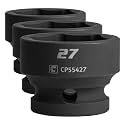 Capri Tools 27 mm Stubby Impact Socket, 1/2 in. Drive, 6-Point, Metric (Pack of 3)