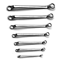 Capri Tools 75-Degree Deep Offset Double Box End Wrench Set, 1/4 to 1 in, SAE, 7-Piece with Heavy Duty Canvas Pouch